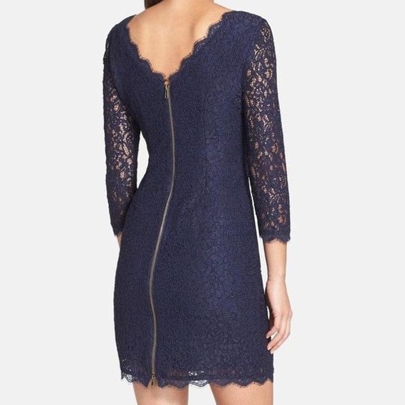 Adrianna Papell Scalloped Lace Sheath Dress - Picture 2 of 3